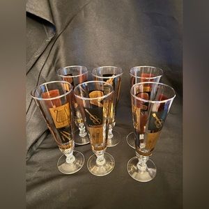 Vintage Music by Muzak Pilsner Beer Glasses set of (6)